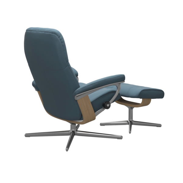Relaxsessel Stressless Consul Cross Paloma Sparrow Blue M + Hocker