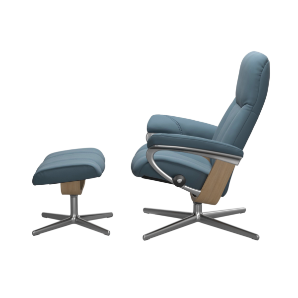 Relaxsessel Stressless Consul Cross Paloma Sparrow Blue M + Hocker