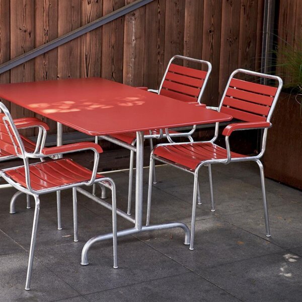 Metalltisch Schaffner, Rigi, 80cm x 140cm, Rot