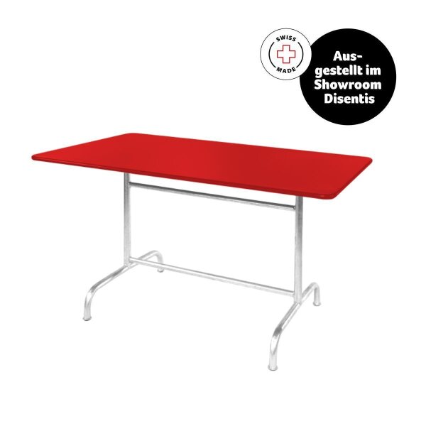 Metalltisch Schaffner, Rigi, 80cm x 140cm, Rot