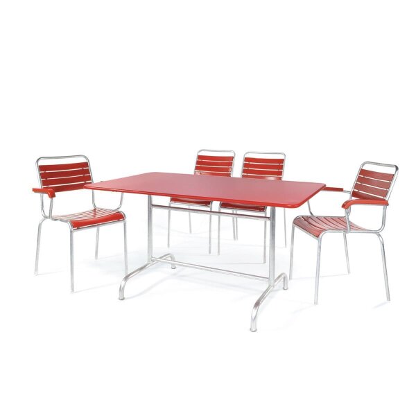 Metalltisch Schaffner, Rigi, 80cm x 140cm, Rot
