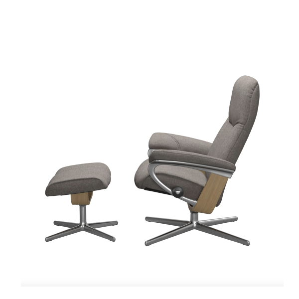 Sessel Stressless Consul Cross Colver Mole M + Hocker, Holzfarbe Eiche
