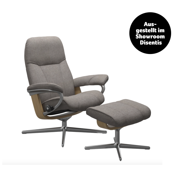 Sessel Stressless Consul Cross Colver Mole M + Hocker, Holzfarbe Eiche