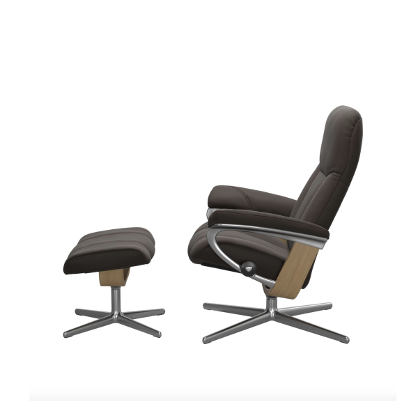 Relaxsessel Stressless Consul Cross Paloma Chestnut L + Hocker, Holzfarbe Eiche