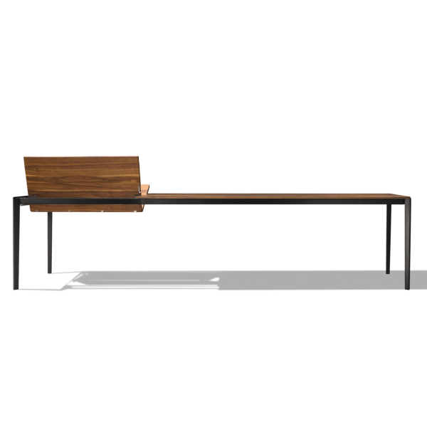 Esstisch, Team7, Tak Nussbaum, 100cm x 200cm + 100cm Auszug, Stahl - schwarz