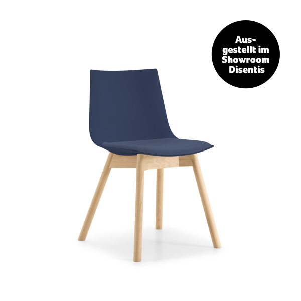 Stuhl, Girsberger, Schalenstuhl Nava Blau + Sitzkissen