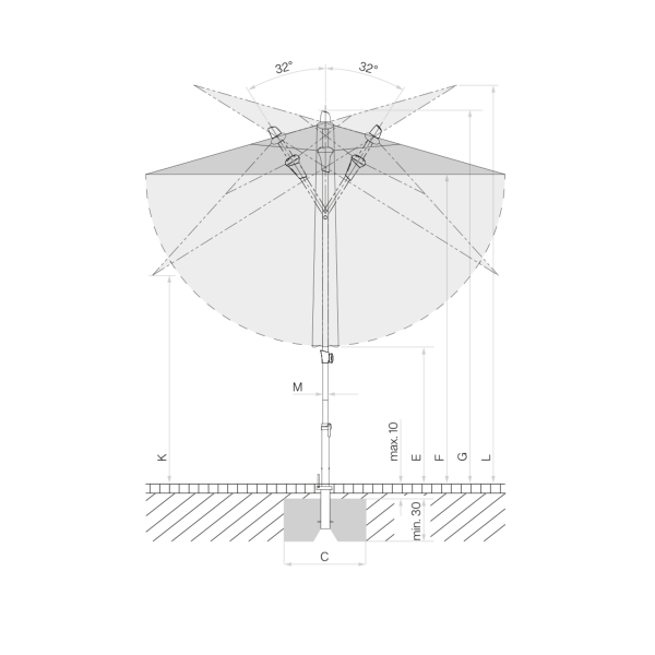 Sonnenschirm, Glatz, Alu-Smart Gelb, 200cm x 200cm, Einzelst&uuml;ck